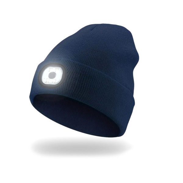 Knitted Hat Wiht Led Lamp Dark Blue