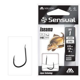Mikado Sensual Iseama 8 Spade-End Barbed Pre-tied Hook 10pcs