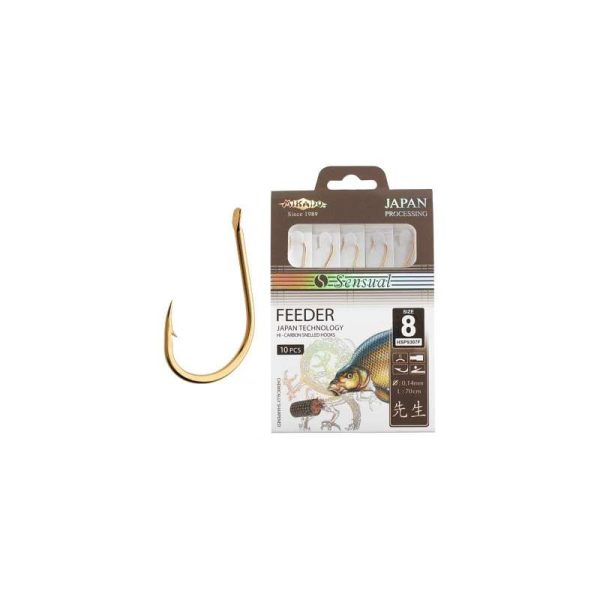 Mikado Sensual Feeder 6 Golden Flat Bearded Bearded Bead Hook 10pcs