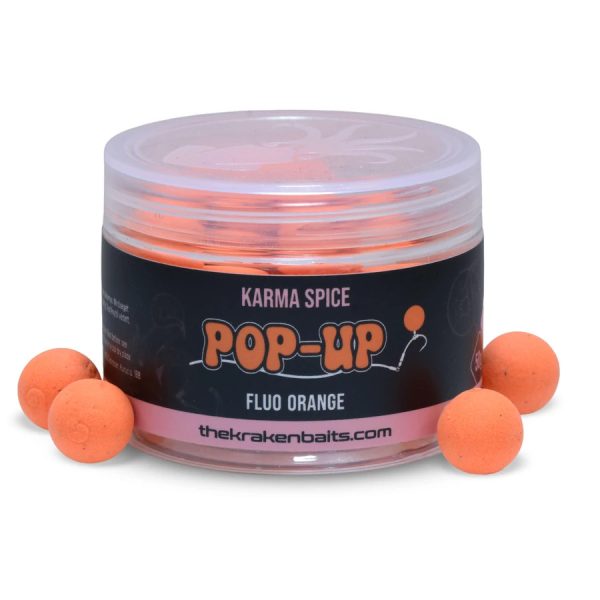 The Kraken Baits Karma Spice Fluo Orange Spicy 15mm Pop Up 50gr