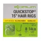 Korum 38cm Big Fish Hair Rigs W Quickstops Size 12 Eyed Barbless Monofilament Pre-tied Hook