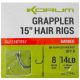 Korum Grappler Hair Rigs 38cm 10 Barbed Eyed Monofilament Pre-tied Hook