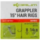 Korum Grappler Hair Rigs 38cm 12 Barbed Eyed Monofilament Pre-tied Hook