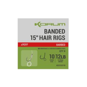   Korum Banded Hair Rigs 14 Barbed Eyed Monofilament Pre-tied Hook 8pcs