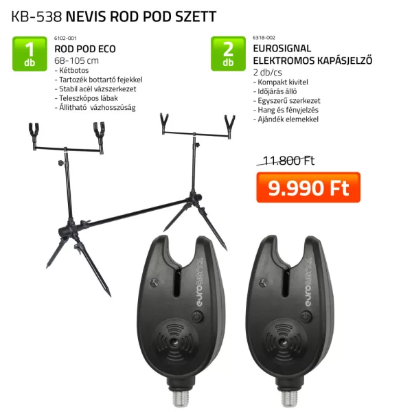 Nevis Eco Rod Pod + Eurosignal Electronic Bite Alarm Fishing Set
