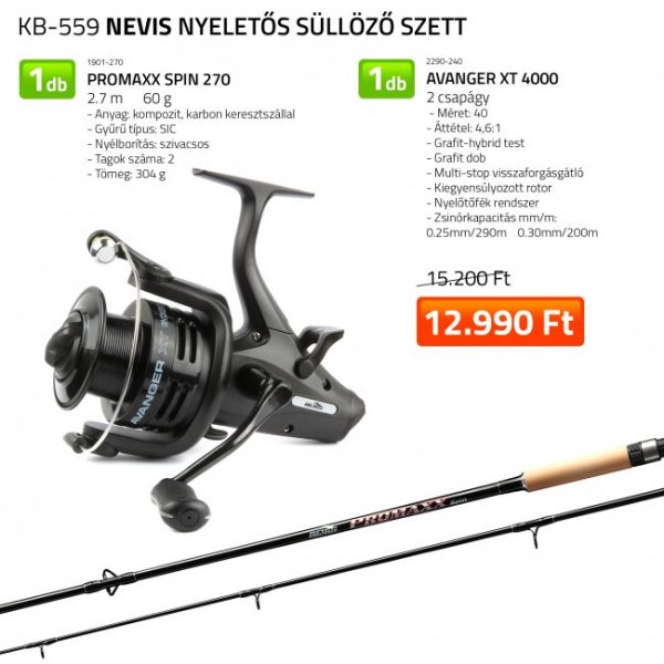 Nevis Promaxx Spin 270 Bot Avanger XT 4000 with Reel Fishing Set
