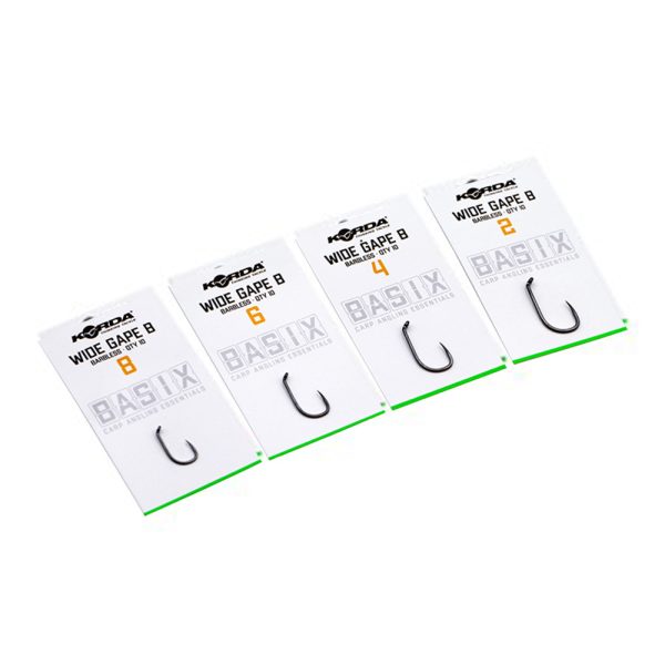 Korda Basix Wide Gape Barbless 8- Barbless Hook 10pcs