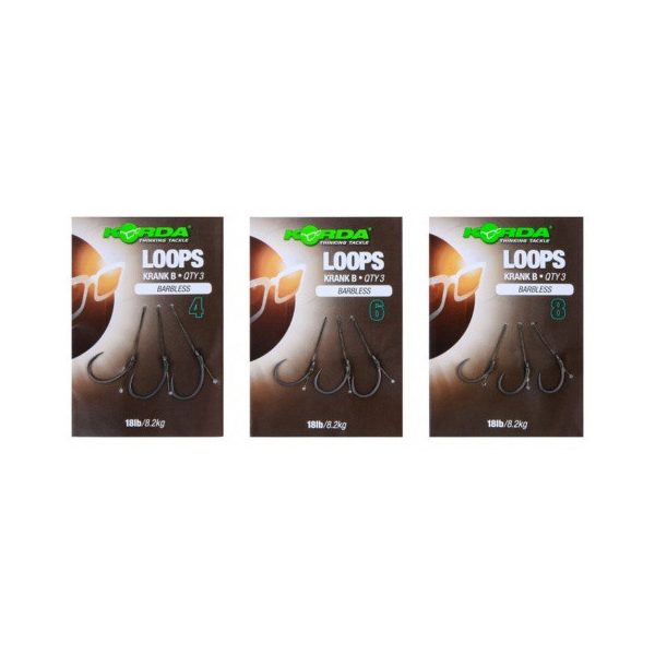 Korda Loop Rigs Size 4 Krank Barbless 18lb - pre-rigged bait hook