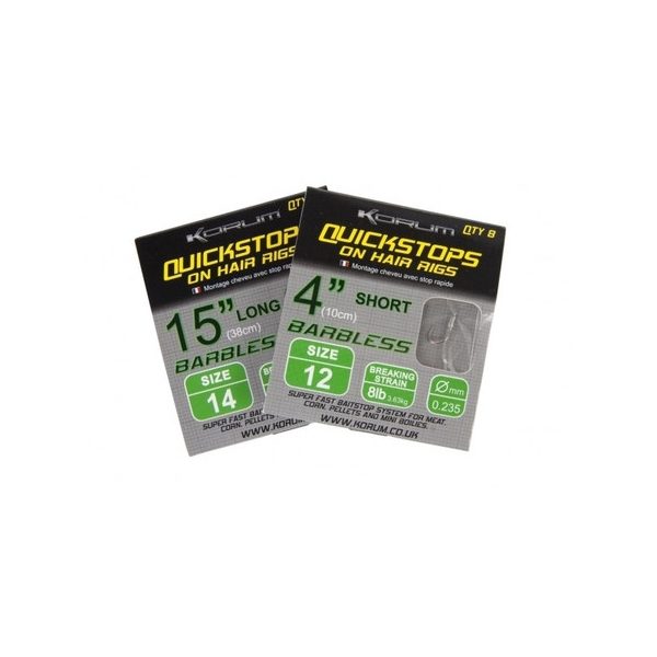 Korum Hair Rigs With Quickstops 15 Size 16 Monofilament pre-tied hook