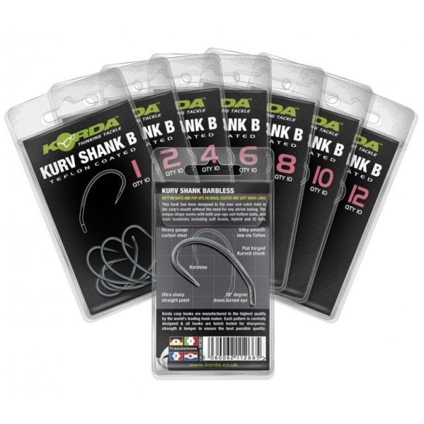 Korda Kurv Shank B12 Barbless Hook 10pcs