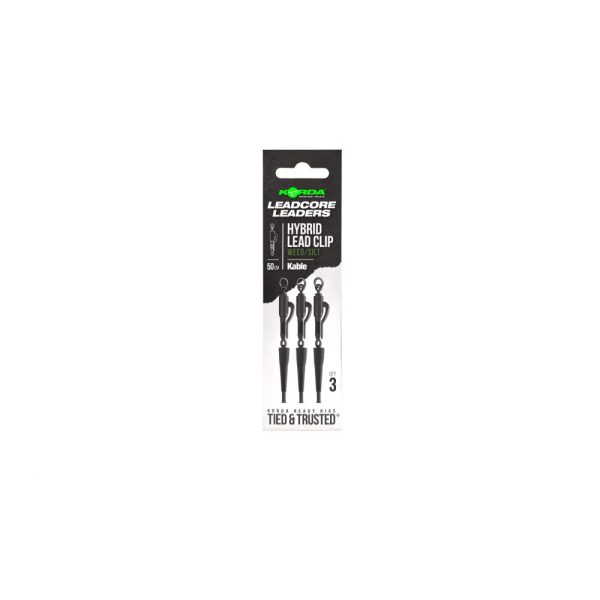 Korda Kable Leadcore Leader Hybrid 50cm Weed Lead Clip 3db