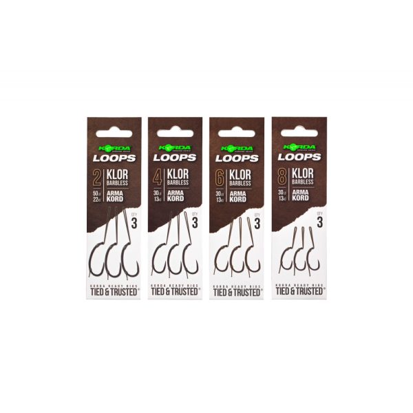 Korda Loop Rigs Klor 2B Ears, Bearded 50lb Braided Pre-tied Hook 3db