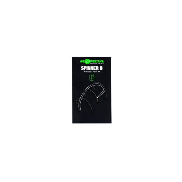 Korda Spinner B Hook 6-Eyed, Barbless Boilie Hook 10pcs