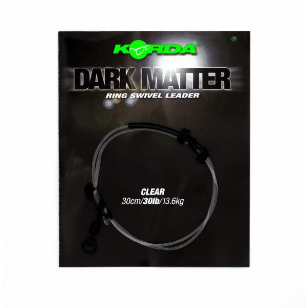 Korda Dark Matter Leader Ring Swivel Clear 30lb 30cm Pre-tied Boilie Rig