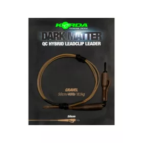   Korda Dark Matter Leader QC Hybrid Clip Gravel Clear 50cm 40lb Pre-Tied Carp Rig