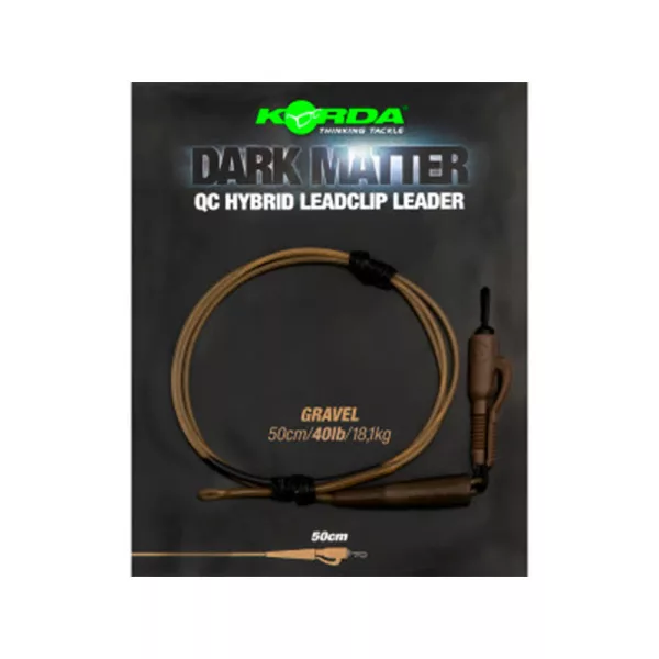 Korda Dark Matter Leader QC Hybrid Clip Gravel Clear 50cm 40lb Pre-Tied Carp Rig