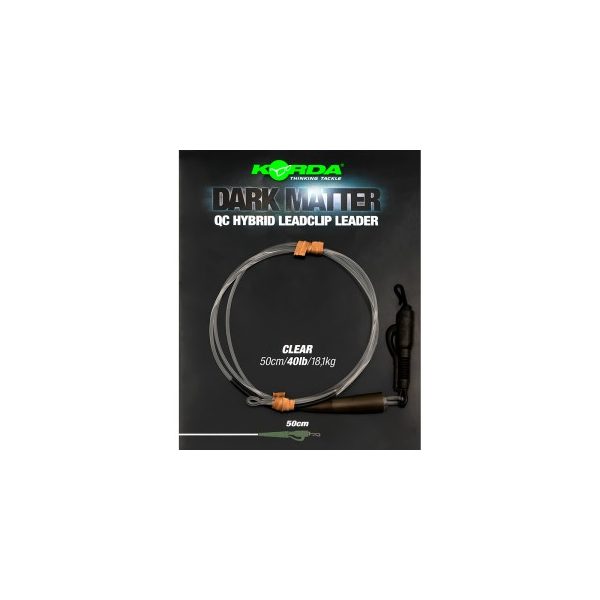 Korda - Dark Matter Leader 50 cm QC Hybrid Clip Clear quick-release transparent leader