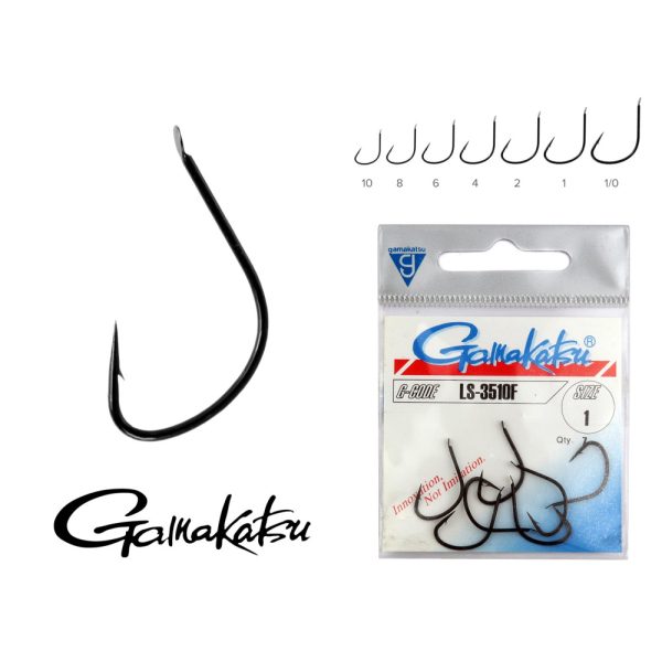 Gamakatsu 1 Bearded Black Feeder Hook with flats 25pcs