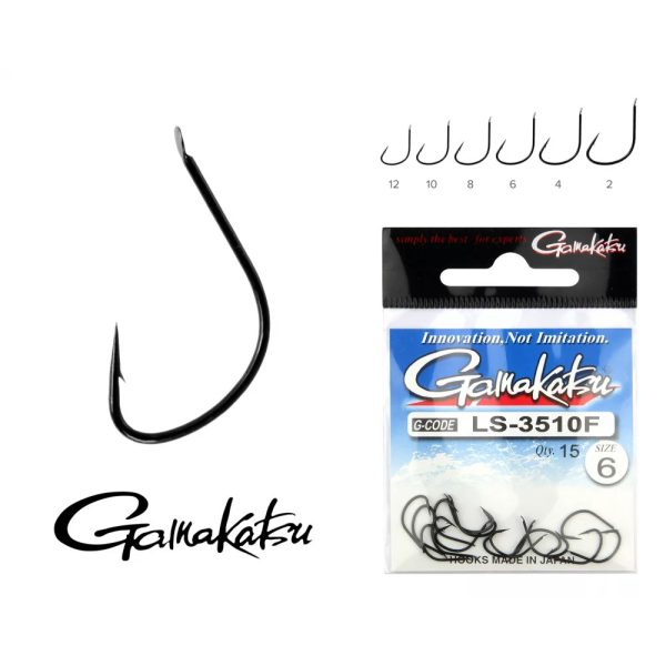 Gamakatsu 2 Bearded Black Feeder Hook with flats 25pcs