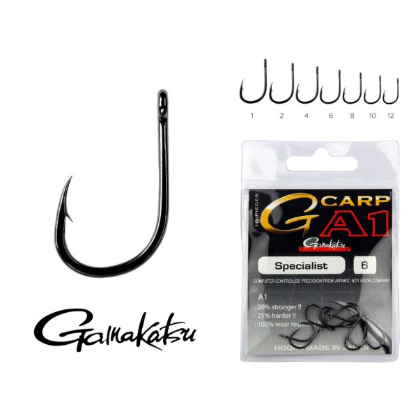Gamakatsu 10 Bearded Black Feeder Hook with flats 25pcs
