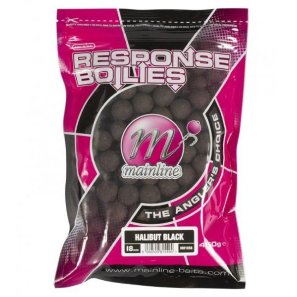 Mainline Shelf Life Boilies Response Halibut Black 15mm - bait boilies