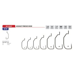   Mustad Assault Finesse Titanx 6 Eyed, Barbed Offset Hook 8pcs