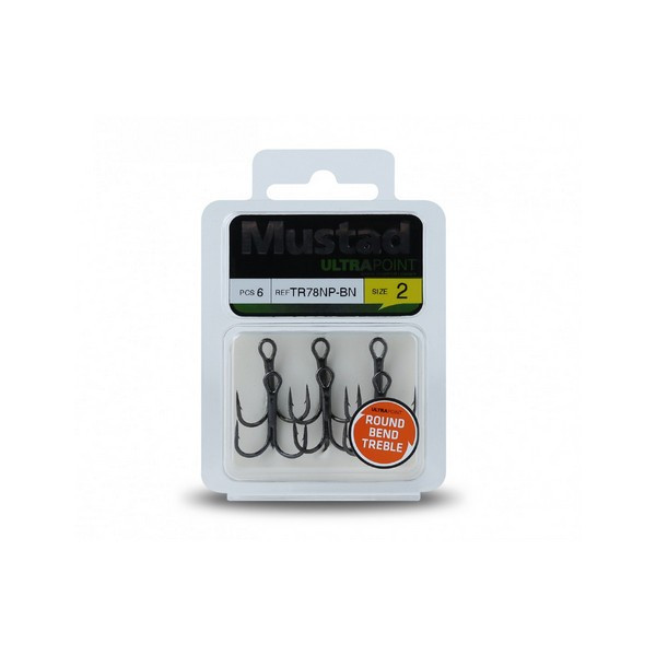 Mustad NP Round Bend Treble Hook 3/0 Barbless Treble Hook 5pcs