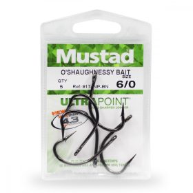   Mustad O Shaughnessy Bait 6/0 5 pcs Eyed, Barbed Catfish Hook
