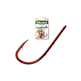 Mustad Red Baitholder 6 Eyed, Barbed Hook 14pcs