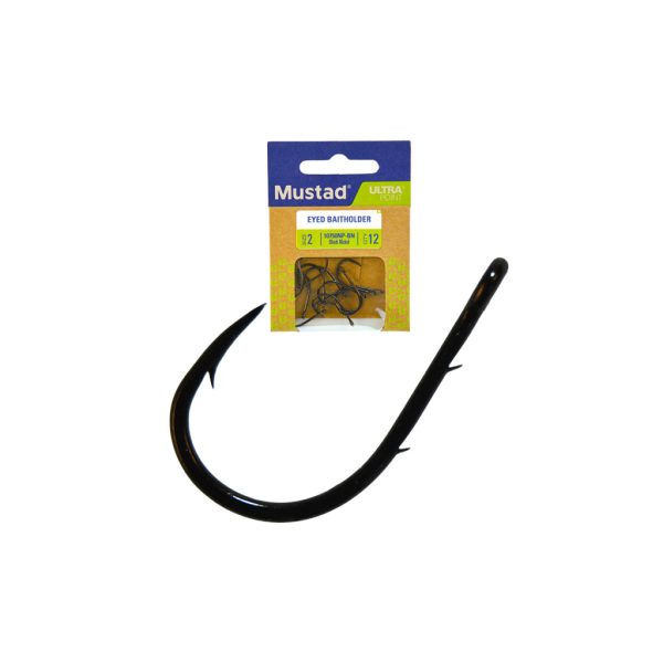Mustad Eyed Baitholder 10 Eyed, Barbed Hook 12pcs