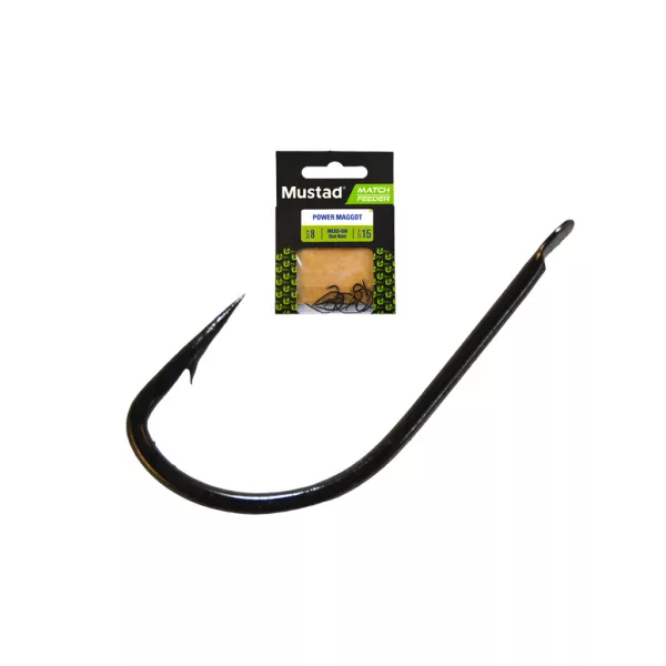Mustad Match Feeder Power Maggot 14 Spaded, Barbed Bream Hook 15pcs