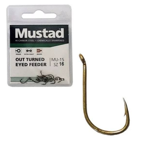 Mustad Ultra Np Out Turned Eyed Feeder 12 10pcs Eyed, Barbed Carp Hook