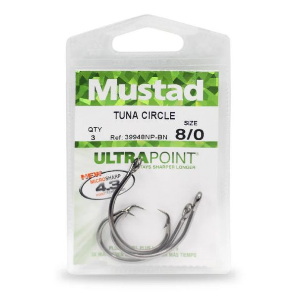 Mustad Demon Wide Gap Circle Hook 8/0 Ears, Bearded Hook 3db