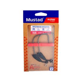   Mustad Infiltrator Weighted 4/0 3gr Weighted Offset Hook 3pcs