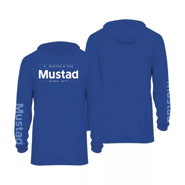 Mustad Blue Brand Longsleeve UV With Hood M Hooded Long Sleeve T-Shirt