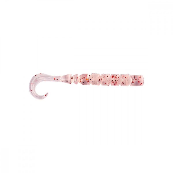 Mustad Aji Curly Tail 6,35cm Uv Clear Red Glitter Plastic Bait 12pcs