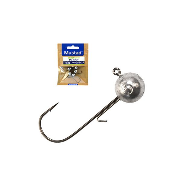 Mustad Ball Jig Head W/Keeper 2/0 15gr Jig Head with Hook 25 pcs