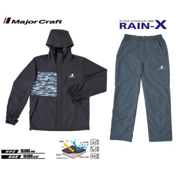 Major Craft Rain-X Black Two-Piece Rain Suit 2XL