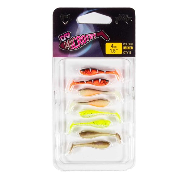Fox Rage Micro Fry UV Mixed Colour Pack 4cm Plastic Bait 8pcs
