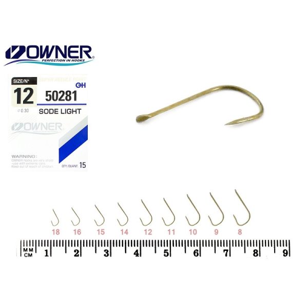 Owner Sode Light 50281 14 Bearded Bearded Hook with flats 14pcs