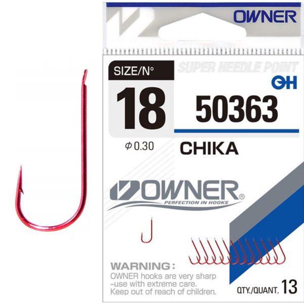 Owner Chika 50363 18 Flat, Bearded Bearded Bead Hook 13pcs