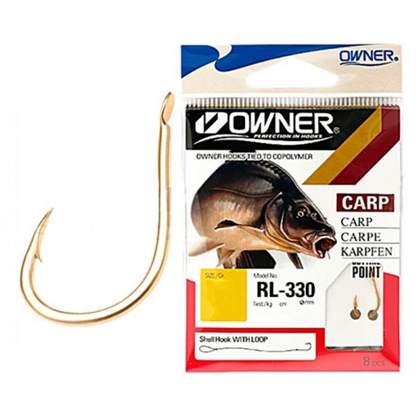 Owner 50330 Cut Gure 10 Flats, Bearded Pre-tied Carp Hook 10pcs