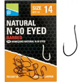 Preston Natural N-30 14 Eyed, Barbed Hook 15pcs