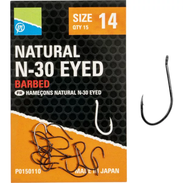 Preston Natural N-30 14 Eyed, Barbed Hook 15pcs
