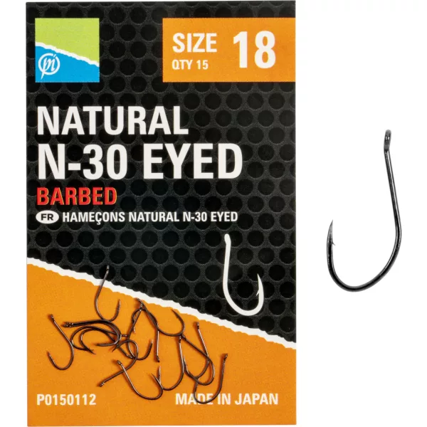Preston Natural N-30 18 Eyed, Barbed Hook 15pcs