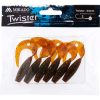 Mikado Twister 64mm Motoroil Gold Rubber artificial lure 6pcs