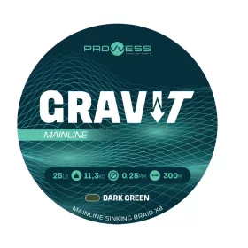   Prowess Gravi-T Mainline Braid X8 Dark Green Sinking 0.25mm 300m Braided Mainline