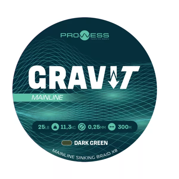 Prowess Gravi-T Mainline Braid X8 Dark Green Sinking 0.30mm 300m Braided Mainline