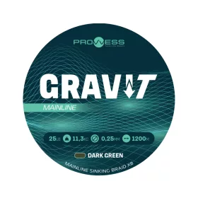   Prowess Gravi-T Mainline Braid X8 Dark Green Sinking 0.35mm 1200m Braided Mainline