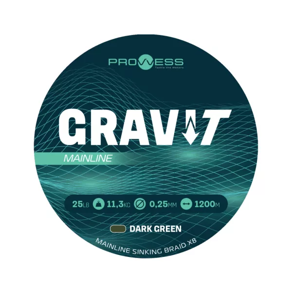 Prowess Gravi-T Mainline Braid X8 Dark Green Sinking 0,25mm 1200m Braided Mainline